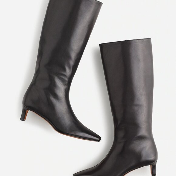 Madewell The Dimes Kitten Heel Knee high calf Boot black leather - Picture 9 of 10